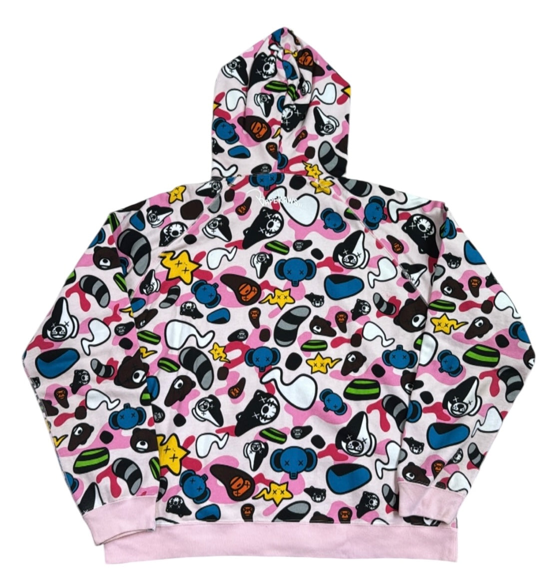 2005 Bape x kaws pink kingdom hoodie (Large)