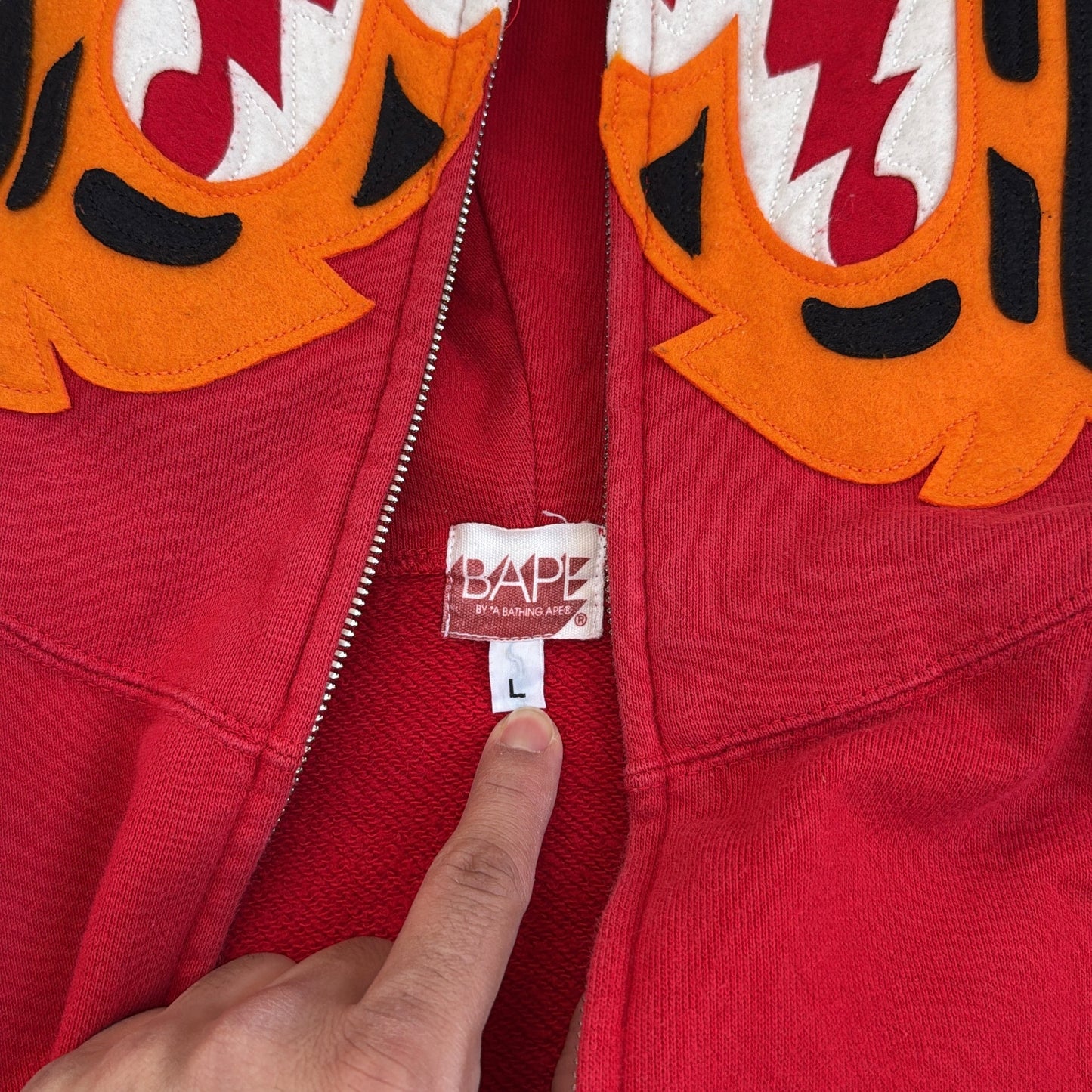 2005 Bape red tiger hoodie (Large)
