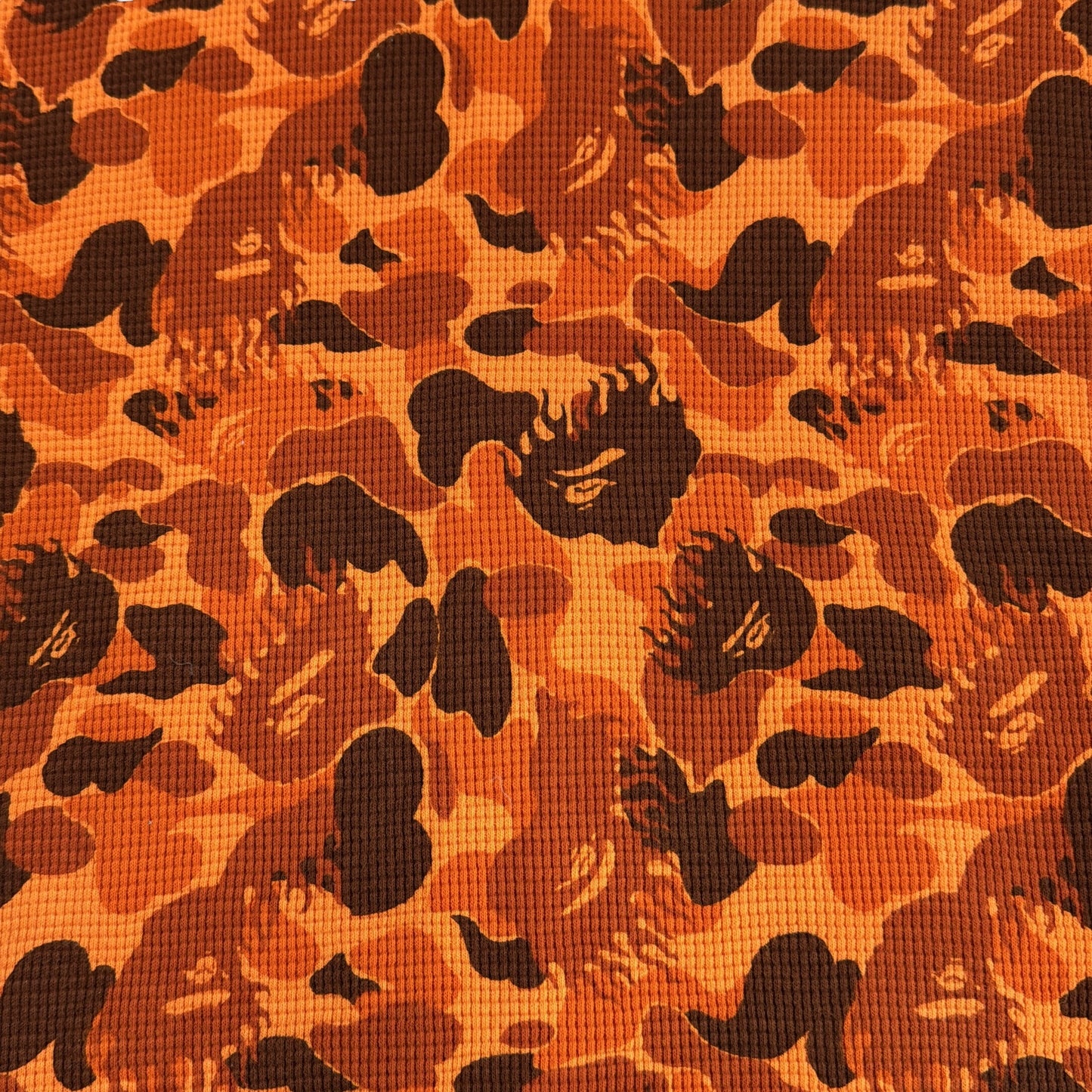2008 Bape Orange fire camo thermal hoodie (Medium)
