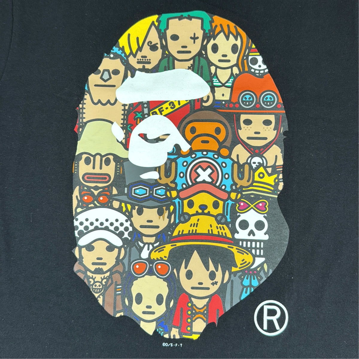2017 Bape x one piece ape head character tee shirt (Small)