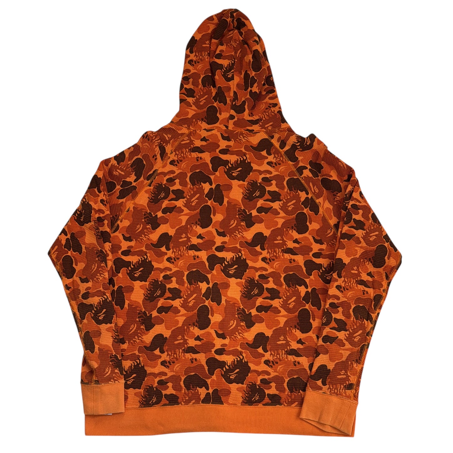 2008 Bape Orange fire camo thermal hoodie (Medium)