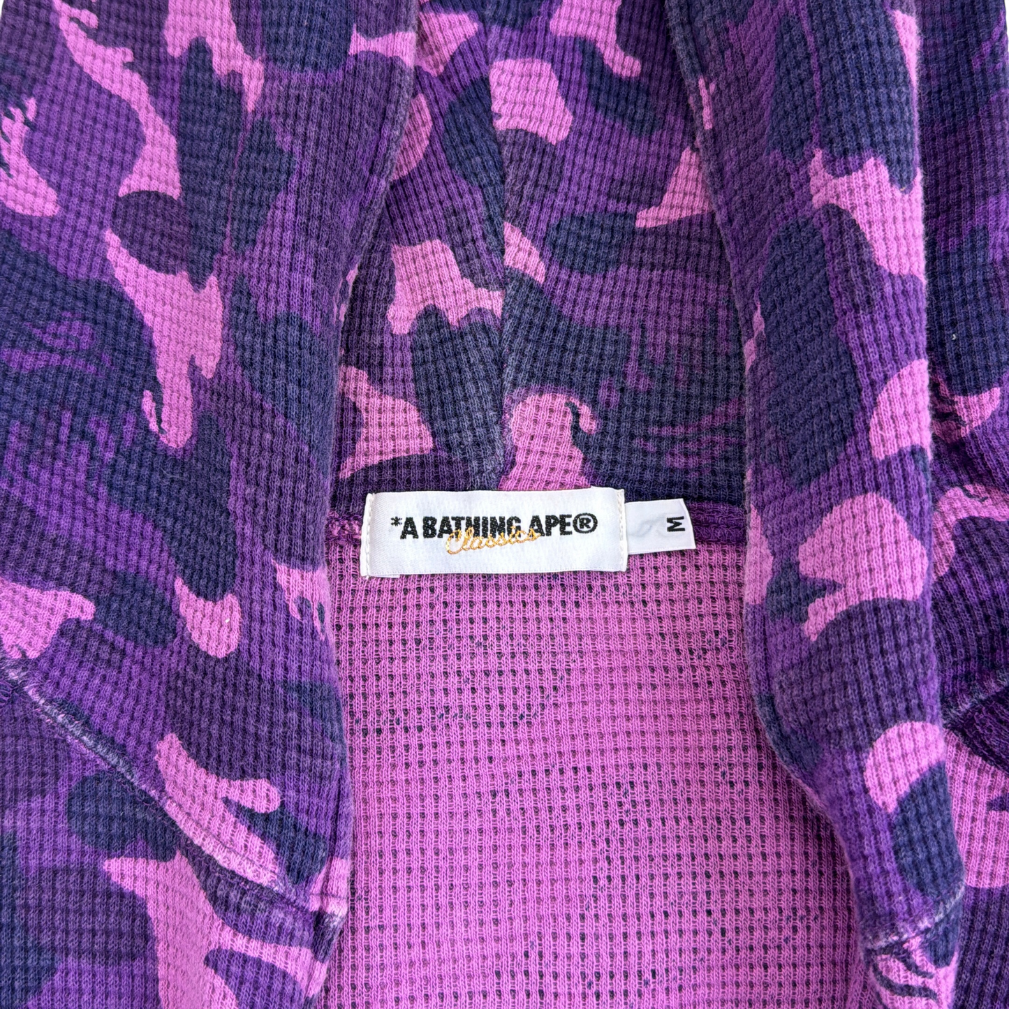 2008 Bape purple fire camo thermal hoodie (Medium)