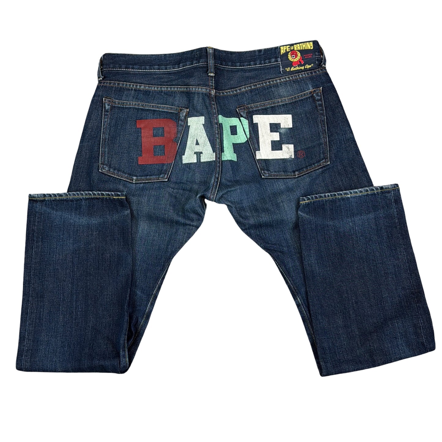 2009 Bape store Sendai spellout jeans (Medium)