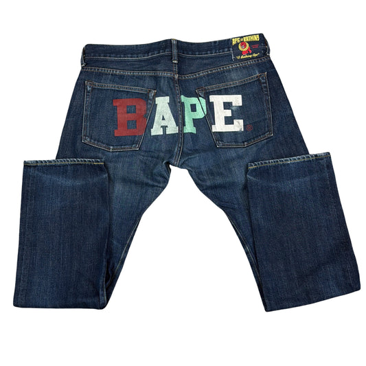 2009 Bape store Sendai spellout jeans (Medium)